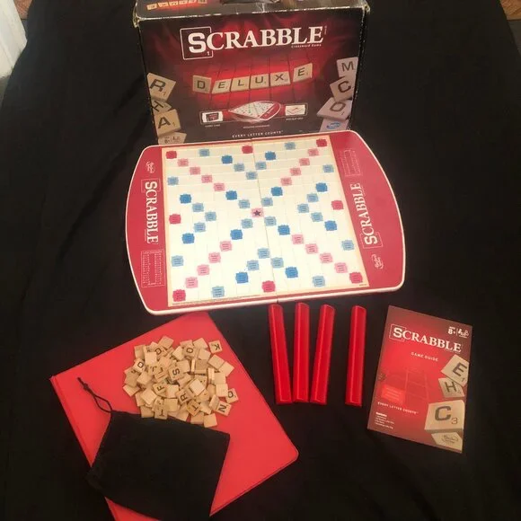 Scrabble Game Deluxe Edition Rotating Board Game & Carry Case - Picture 1 of 15